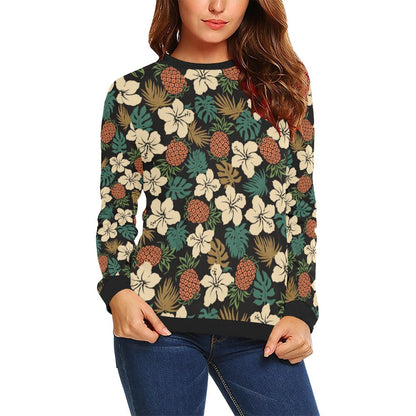Hawaiian Themed Pattern Print Design H08 Women Long Sleeve Sweatshirt-JorJune