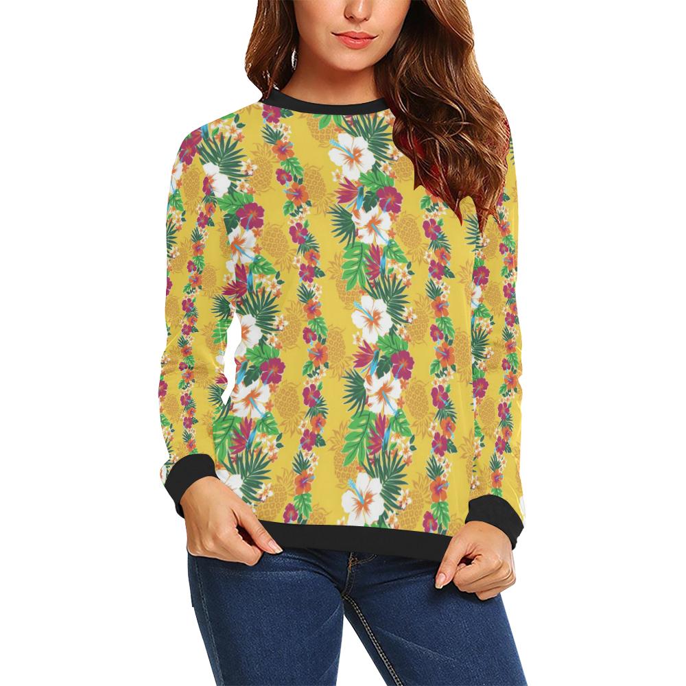 Hawaiian Themed Pattern Print Design H09 Women Long Sleeve Sweatshirt-JorJune