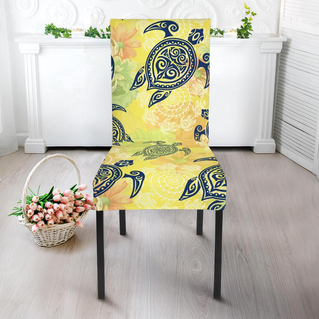 Hawaiian Turtle Tribal Design Print Dining Chair Slipcover-JORJUNE.COM