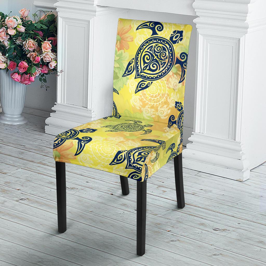 Hawaiian Turtle Tribal Design Print Dining Chair Slipcover-JORJUNE.COM