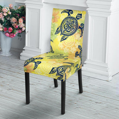 Hawaiian Turtle Tribal Design Print Dining Chair Slipcover-JORJUNE.COM