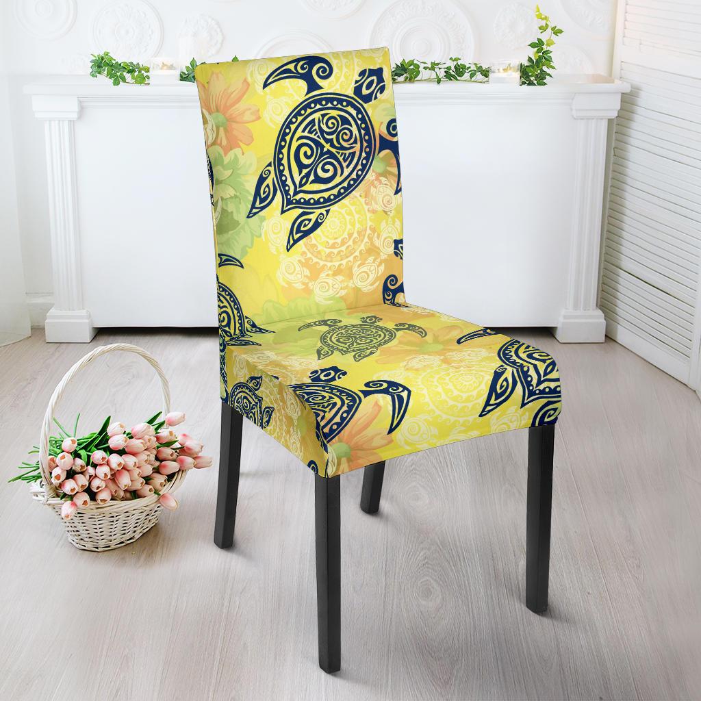 Hawaiian Turtle Tribal Design Print Dining Chair Slipcover-JORJUNE.COM
