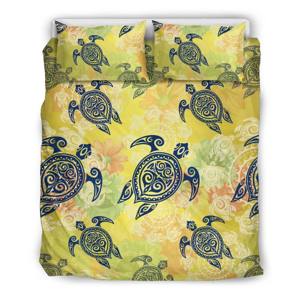 Hawaiian Turtle Tribal Design Print Duvet Cover Bedding Set-JORJUNE.COM