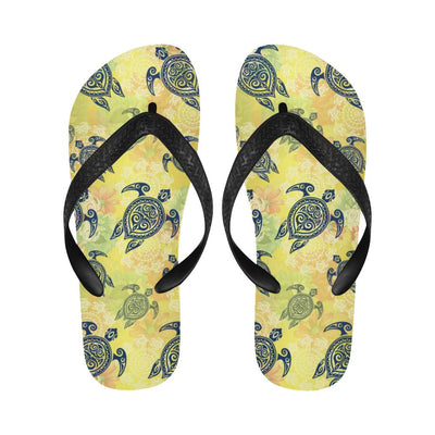 Hawaiian Turtle Tribal Design Print Flip Flops-JorJune