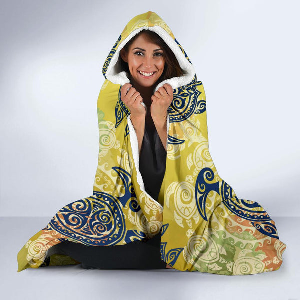 Palm Leaves Floral Tropical Hawaiian Pattern Print Hooded Blanket