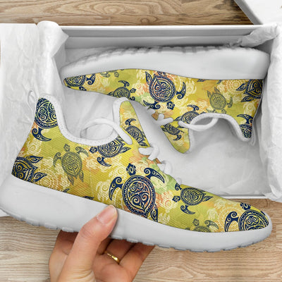 Hawaiian Turtle Tribal Design Print Mesh Knit Sneakers Shoes