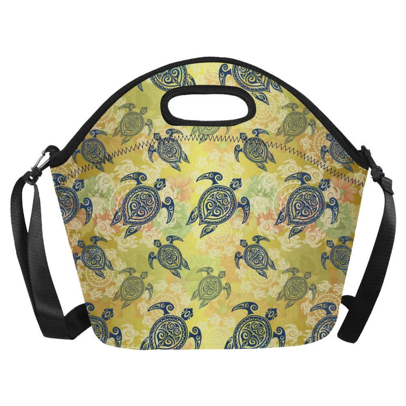 Hawaiian Turtle Tribal Design Print Neoprene Lunch Bag-JorJune