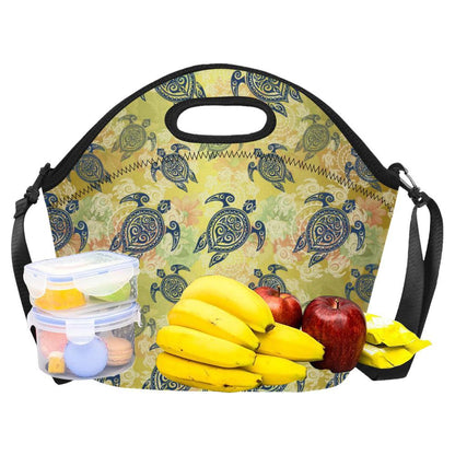 Hawaiian Turtle Tribal Design Print Neoprene Lunch Bag-JorJune
