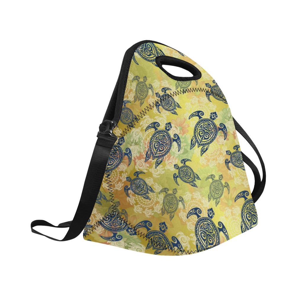 Hawaiian Turtle Tribal Design Print Neoprene Lunch Bag-JorJune