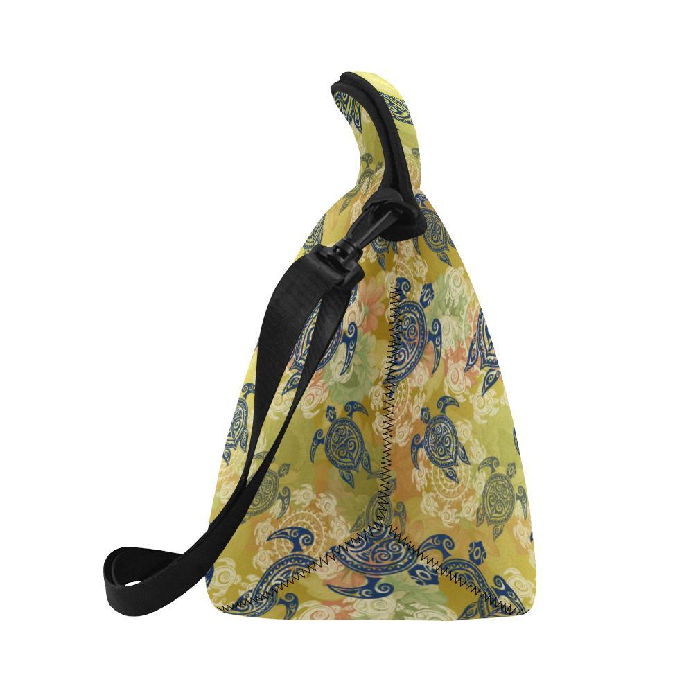 Hawaiian Turtle Tribal Design Print Neoprene Lunch Bag-JorJune