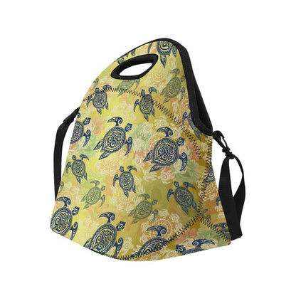 Hawaiian Turtle Tribal Design Print Neoprene Lunch Bag-JorJune