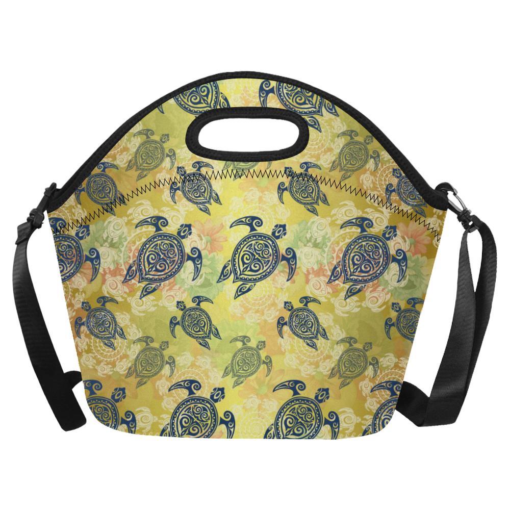 Hawaiian Turtle Tribal Design Print Neoprene Lunch Bag-JorJune