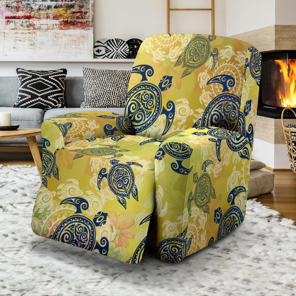 Hawaiian Turtle Tribal Design Print Recliner Slipcover-JORJUNE.COM