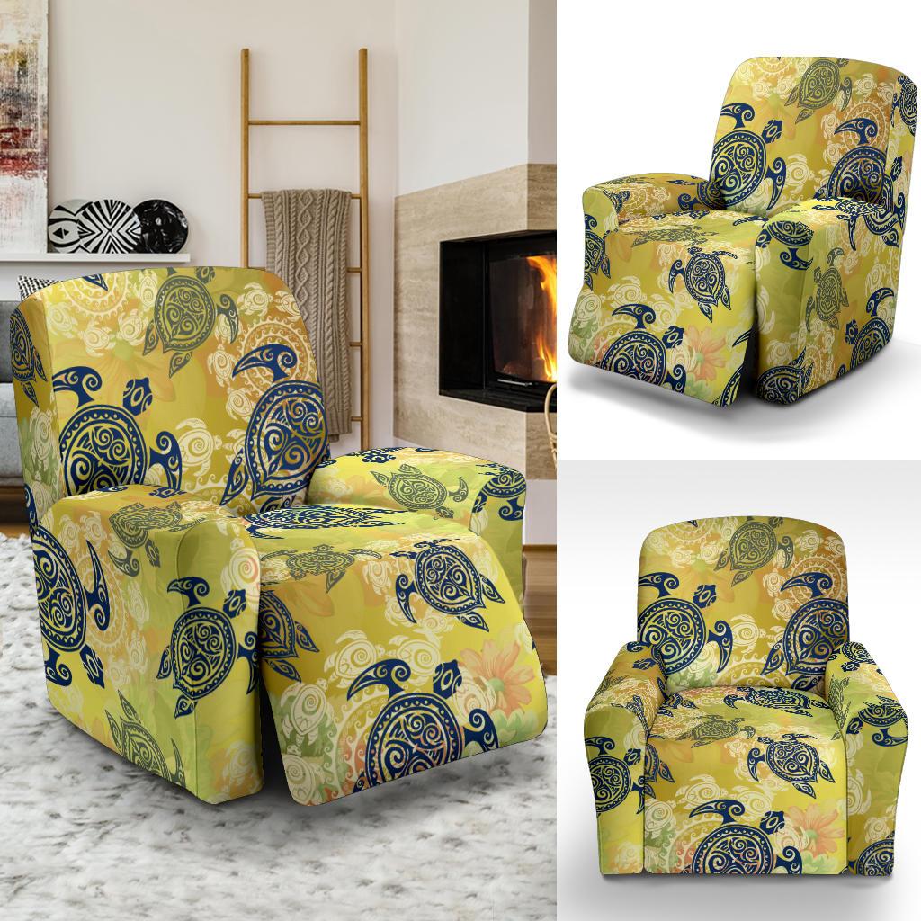 Hawaiian Turtle Tribal Design Print Recliner Slipcover-JORJUNE.COM