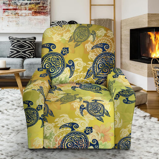 Hawaiian Turtle Tribal Design Print Recliner Slipcover-JORJUNE.COM