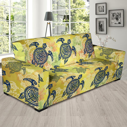 Hawaiian Turtle Tribal Design Print Sofa Slipcover-JORJUNE.COM
