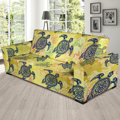 Hawaiian Turtle Tribal Design Print Sofa Slipcover-JORJUNE.COM