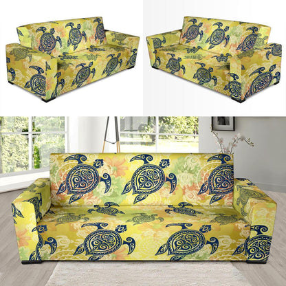Hawaiian Turtle Tribal Design Print Sofa Slipcover-JORJUNE.COM