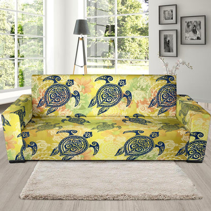 Hawaiian Turtle Tribal Design Print Sofa Slipcover-JORJUNE.COM