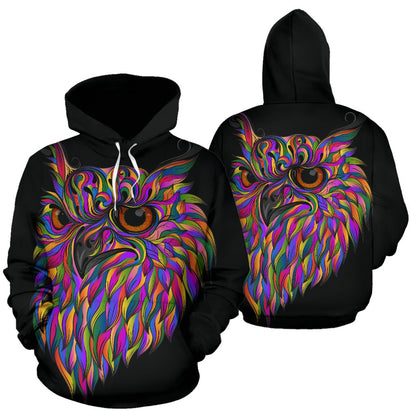 Head Owl Colorful Art All Over Print Hoodie
