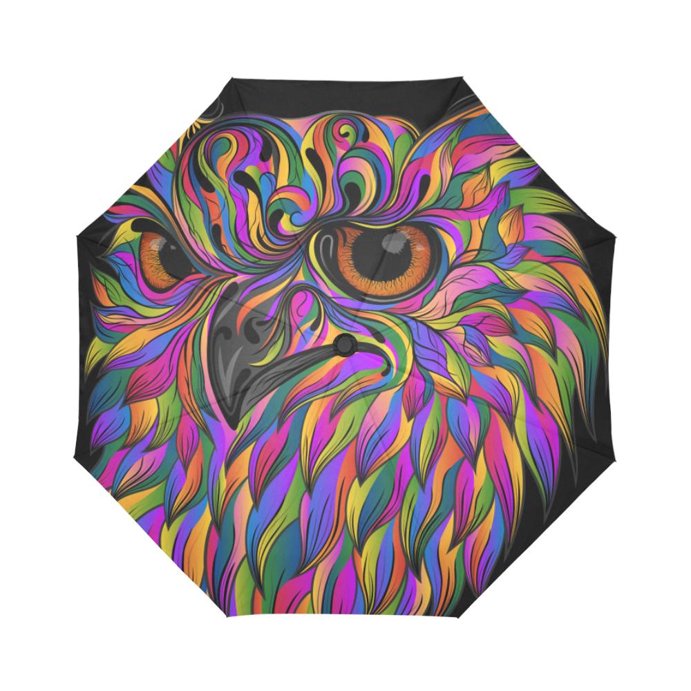 Head Owl Colorful Art Automatic Foldable Umbrella
