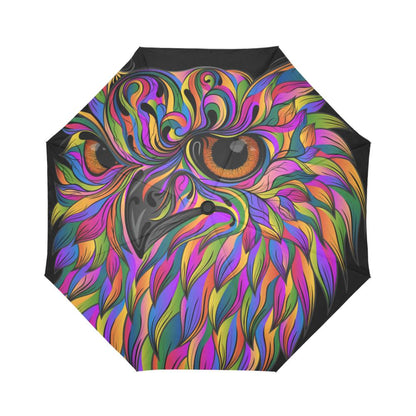 Head Owl Colorful Art Automatic Foldable Umbrella