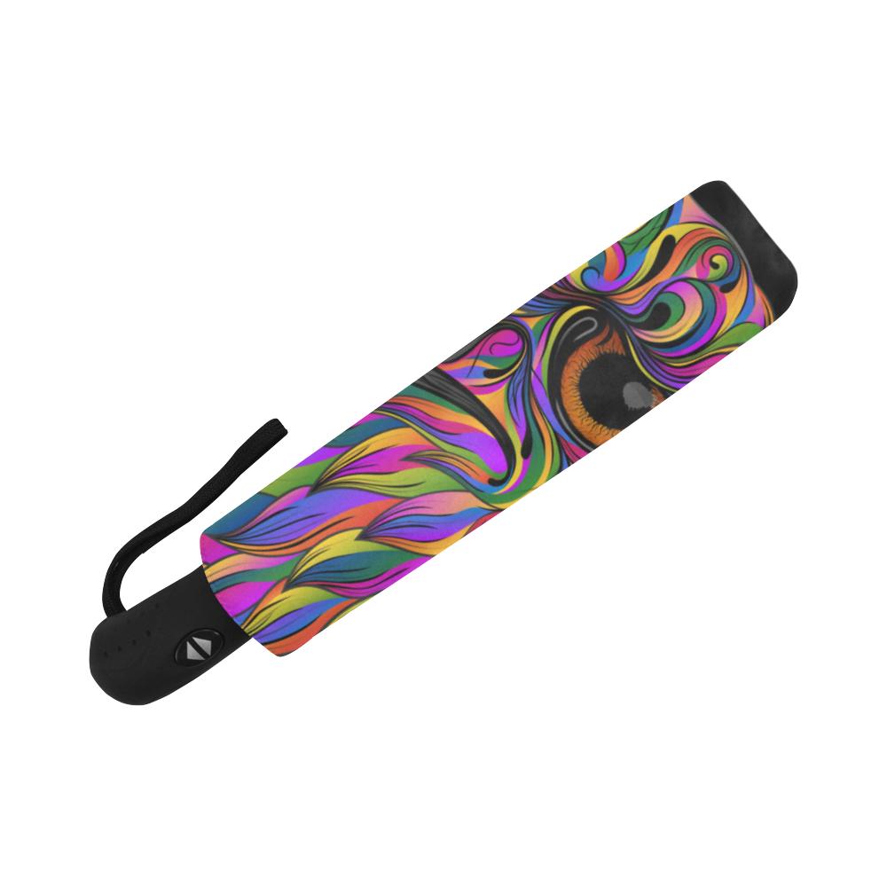 Head Owl Colorful Art Automatic Foldable Umbrella