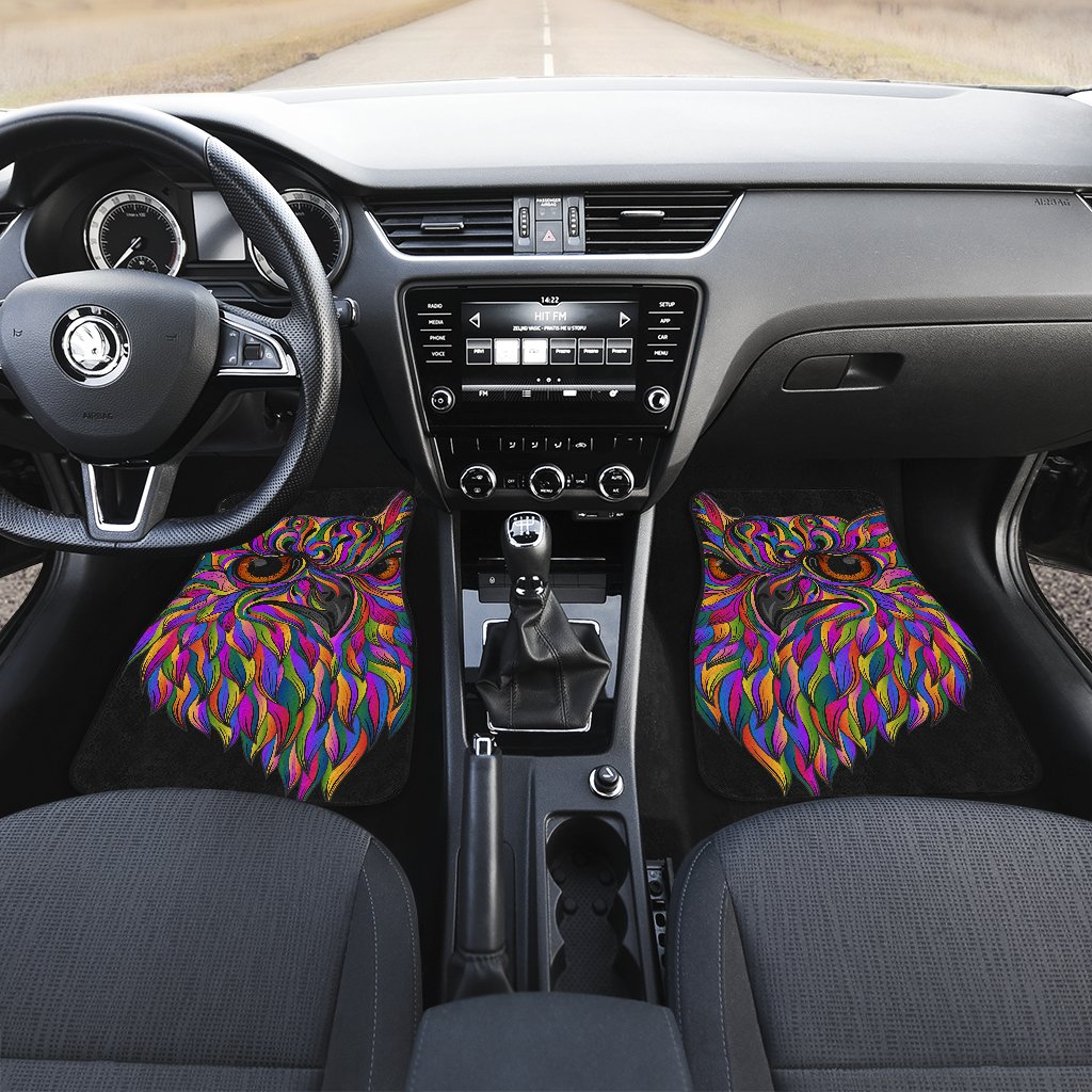 Head Owl Colorful Art Car Floor Mats