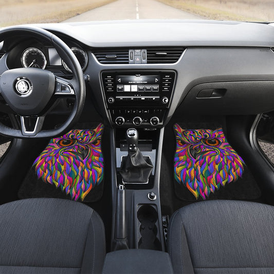 Head Owl Colorful Art Car Floor Mats