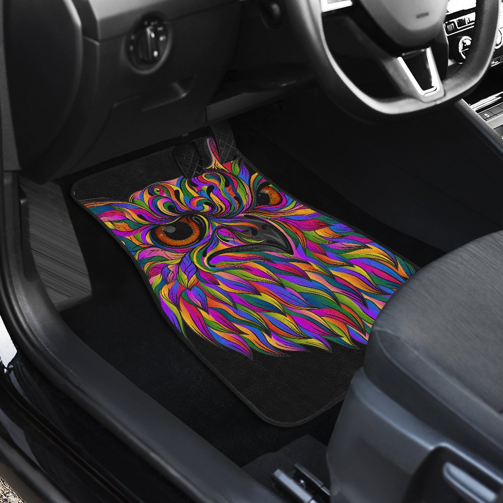 Head Owl Colorful Art Car Floor Mats