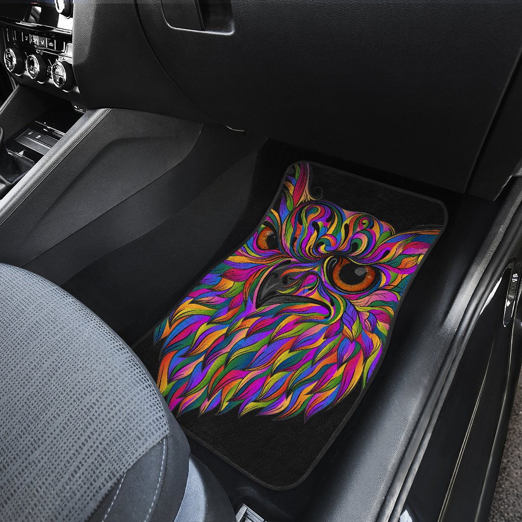 Head Owl Colorful Art Car Floor Mats