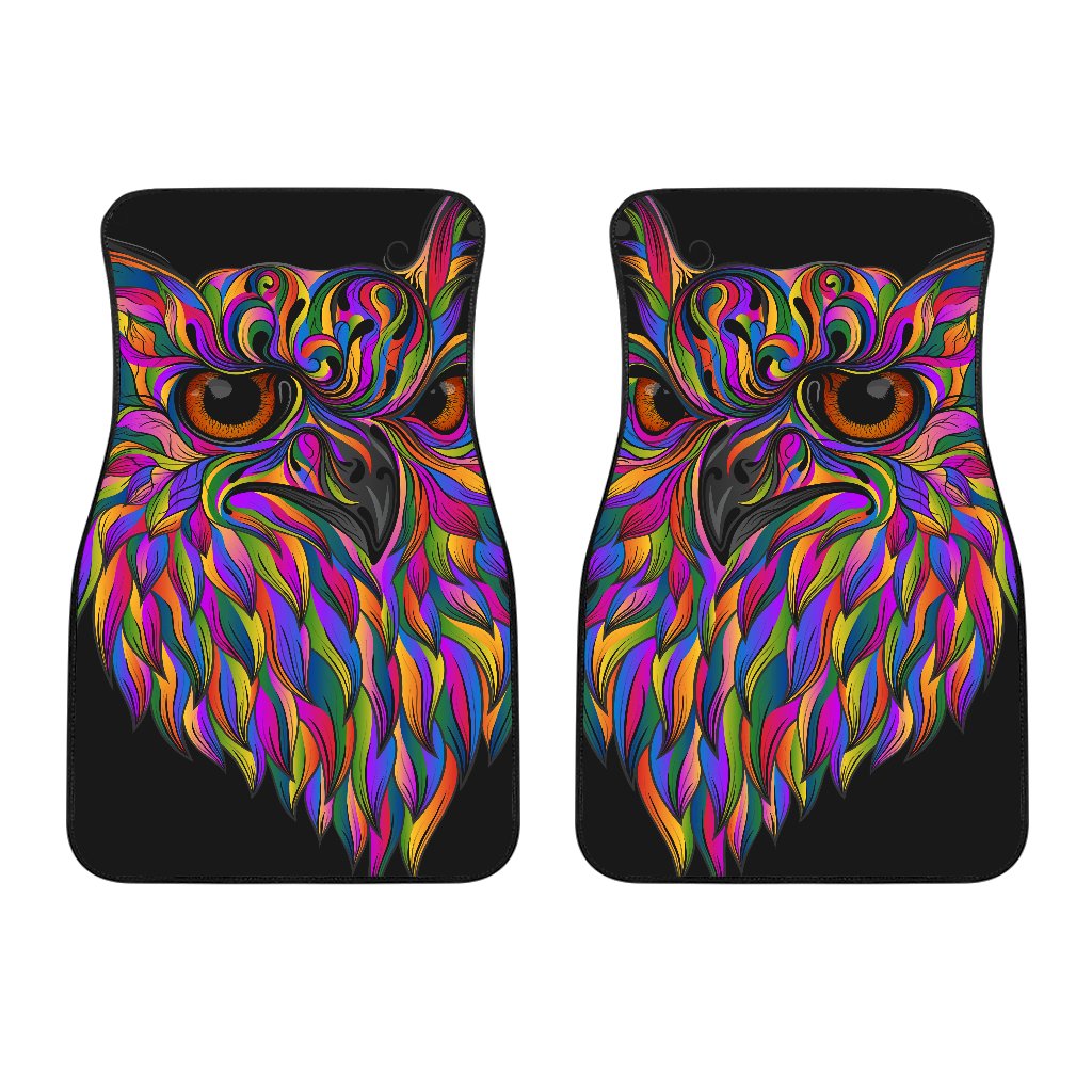 Head Owl Colorful Art Car Floor Mats