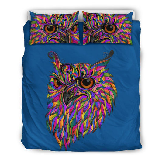Head Owl Colorful Art Duvet Cover Bedding Set