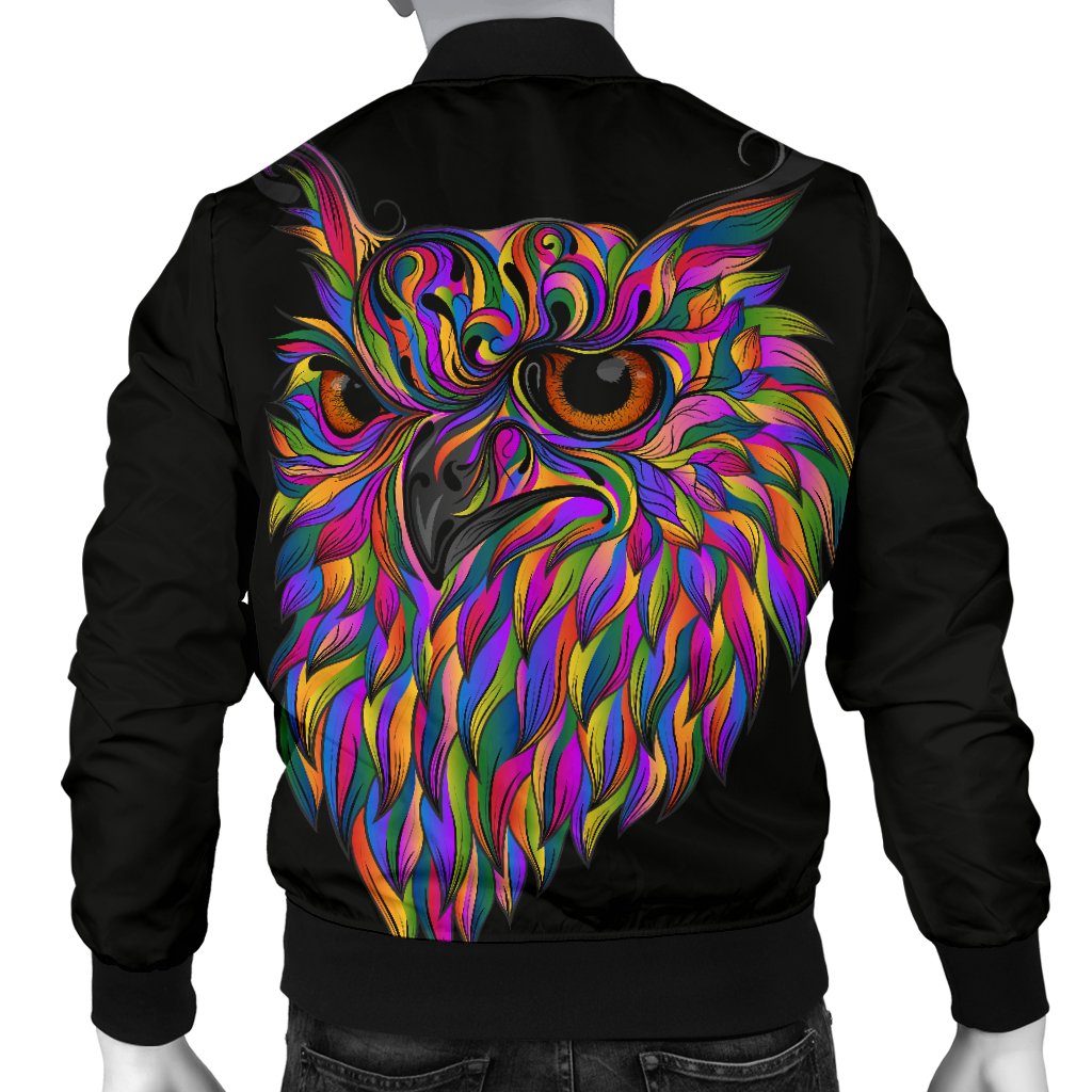 Head Owl Colorful Art Men Casual Bomber Jacket