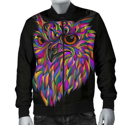 Head Owl Colorful Art Men Casual Bomber Jacket