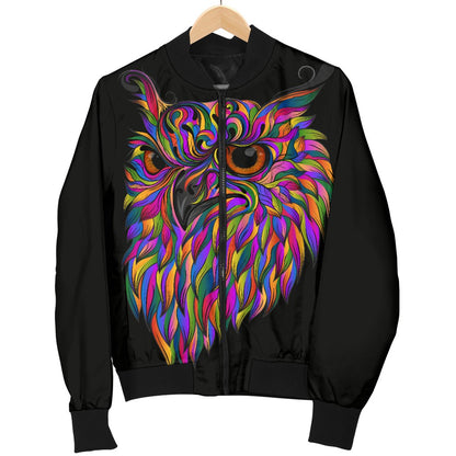 Head Owl Colorful Art Men Casual Bomber Jacket
