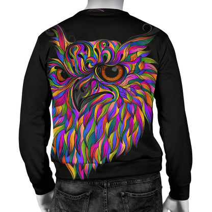 Head Owl Colorful Art Men Crewneck Sweatshirt
