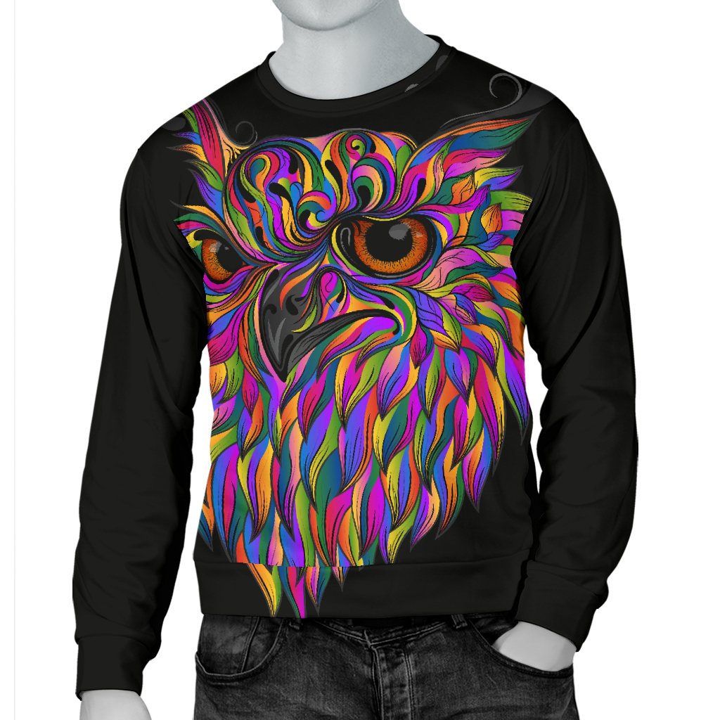 Head Owl Colorful Art Men Crewneck Sweatshirt