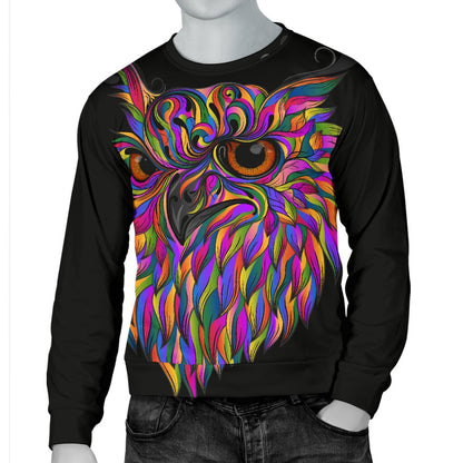 Head Owl Colorful Art Men Crewneck Sweatshirt
