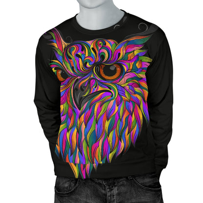 Head Owl Colorful Art Men Crewneck Sweatshirt