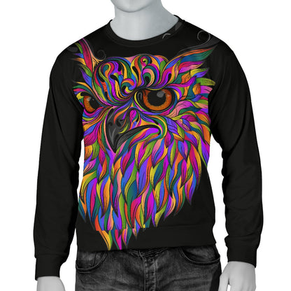 Head Owl Colorful Art Men Crewneck Sweatshirt