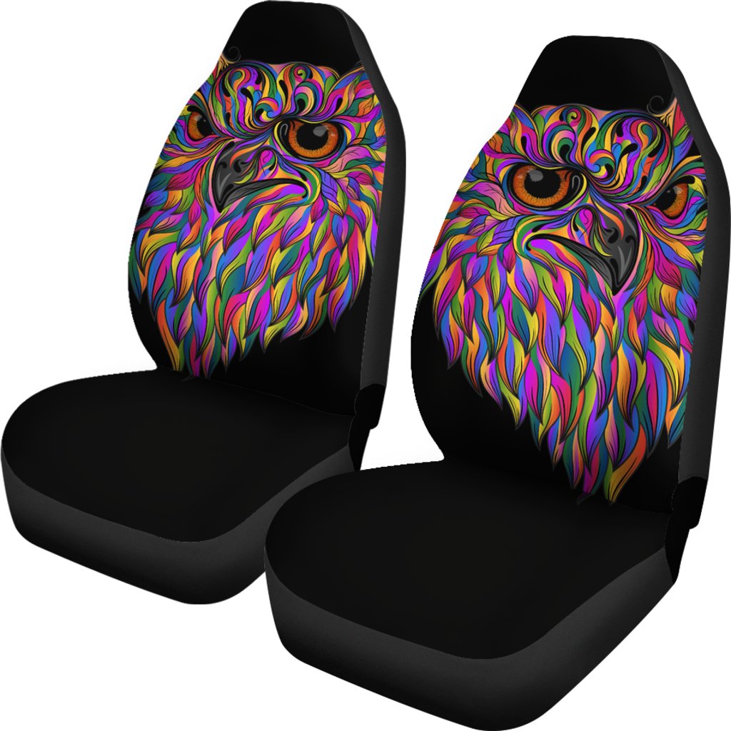 Head Owl Colorful Art Universal Fit Car Seat Covers