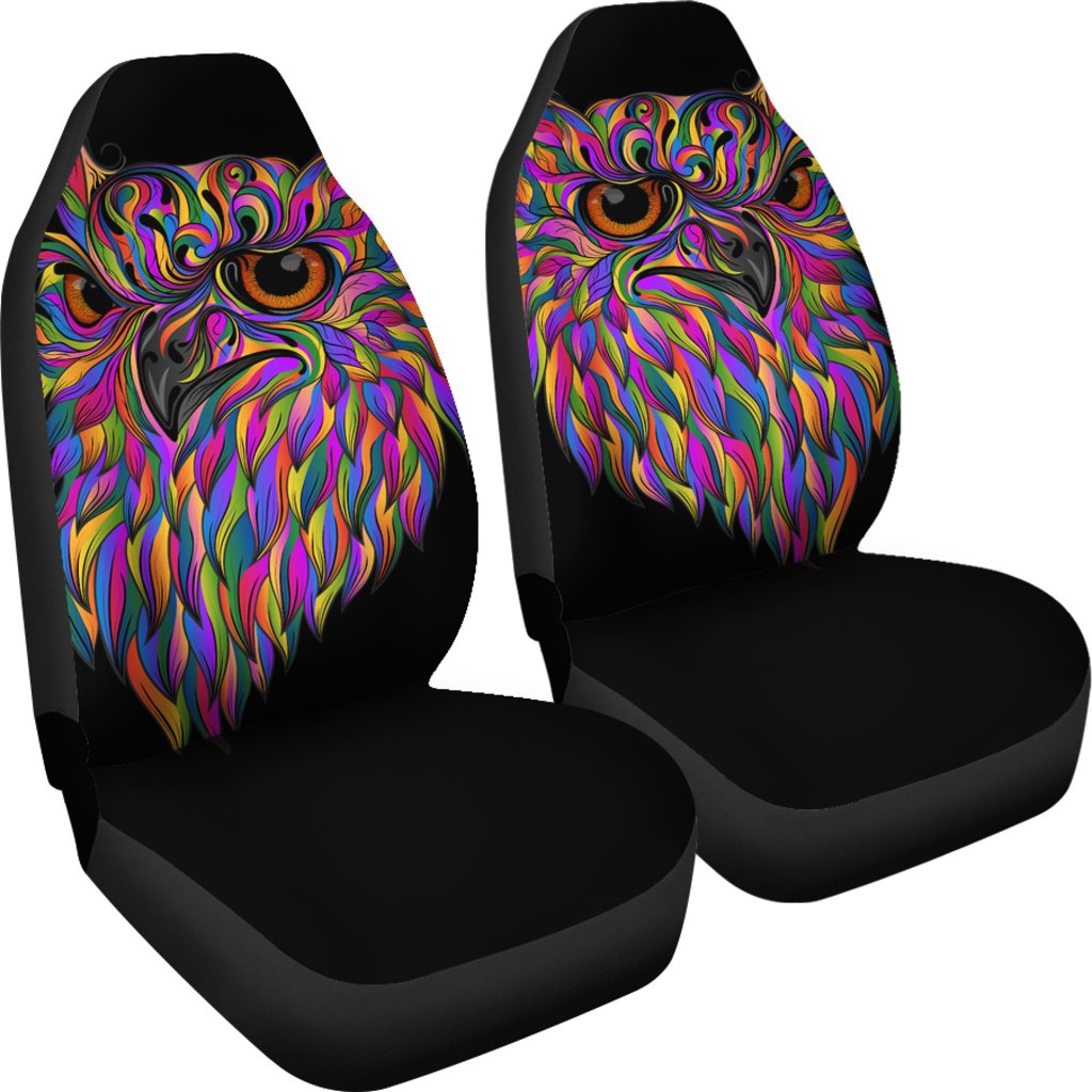 Head Owl Colorful Art Universal Fit Car Seat Covers