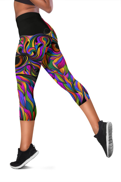 Head Owl Colorful Art Women Capris