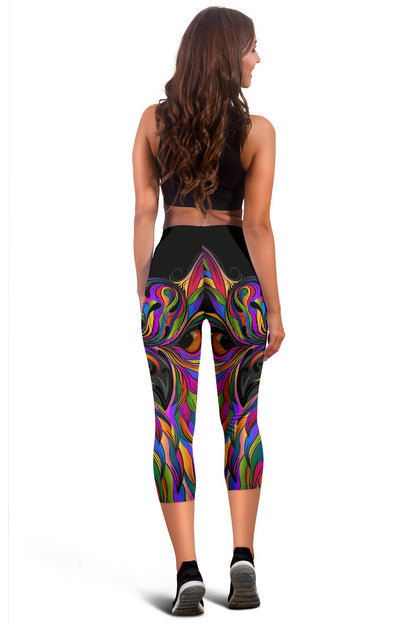 Head Owl Colorful Art Women Capris