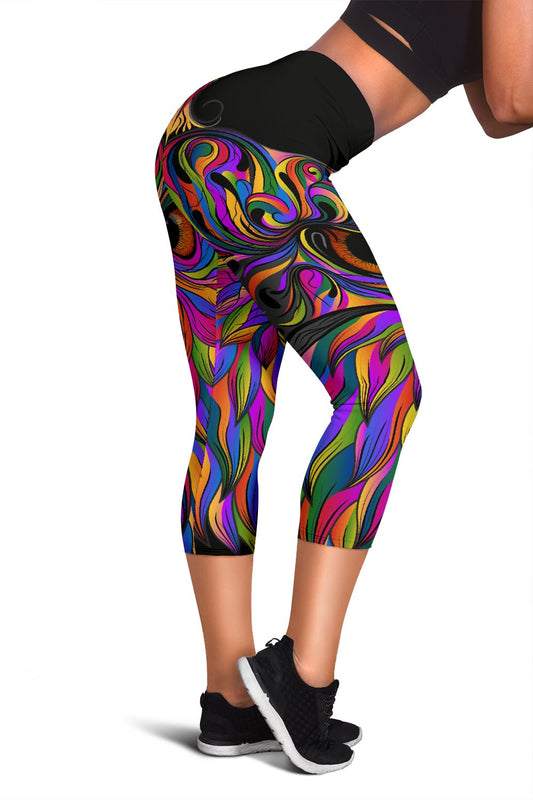 Head Owl Colorful Art Women Capris