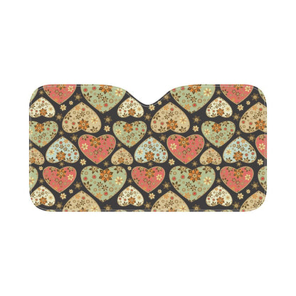 Heart Boho Pattern Print Design HE04 Car Sun Shade-JorJune