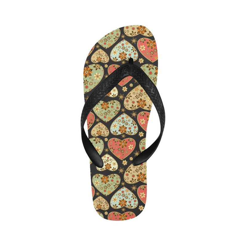 Heart Boho Pattern Print Design HE04 Flip Flops-JorJune