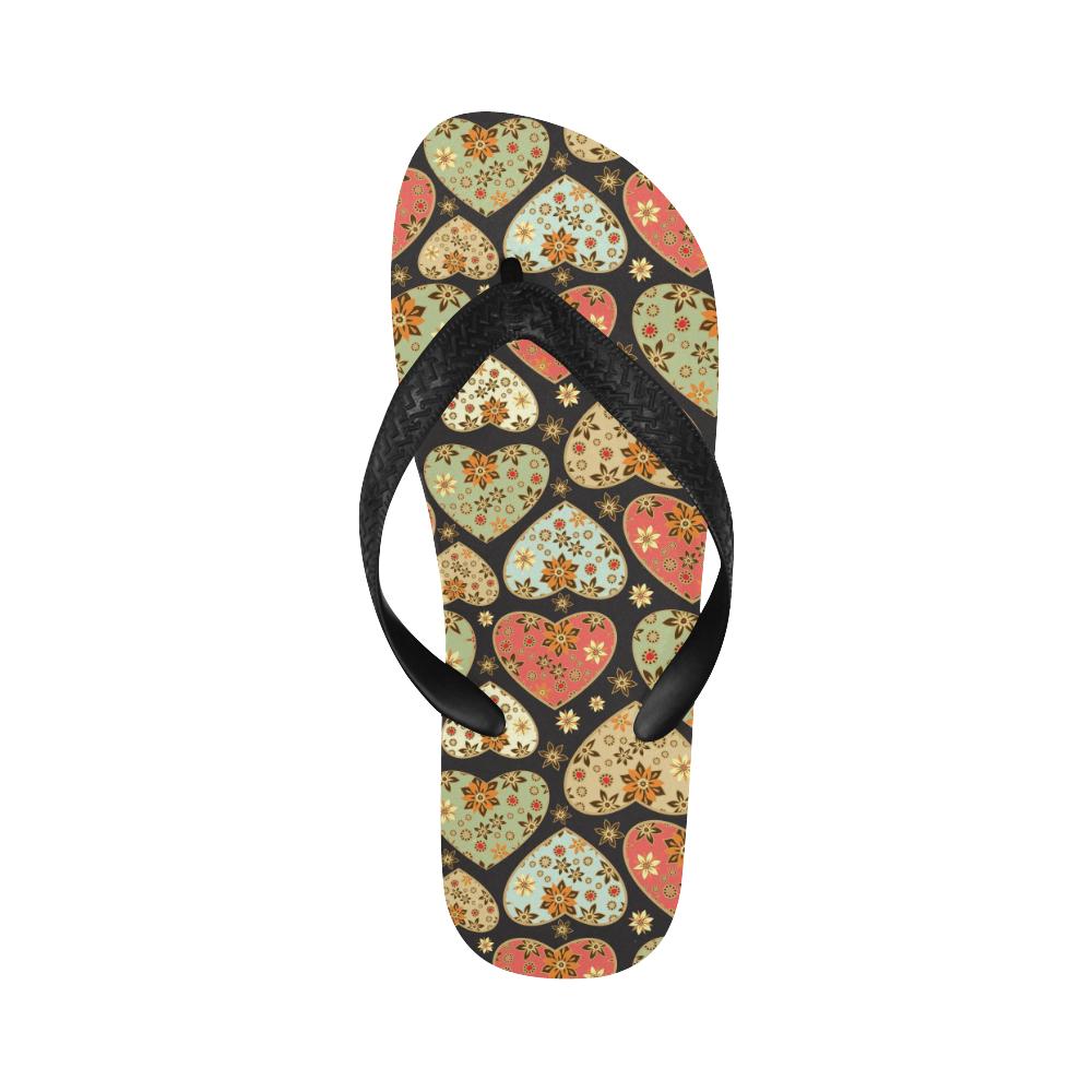 Heart Boho Pattern Print Design HE04 Flip Flops-JorJune