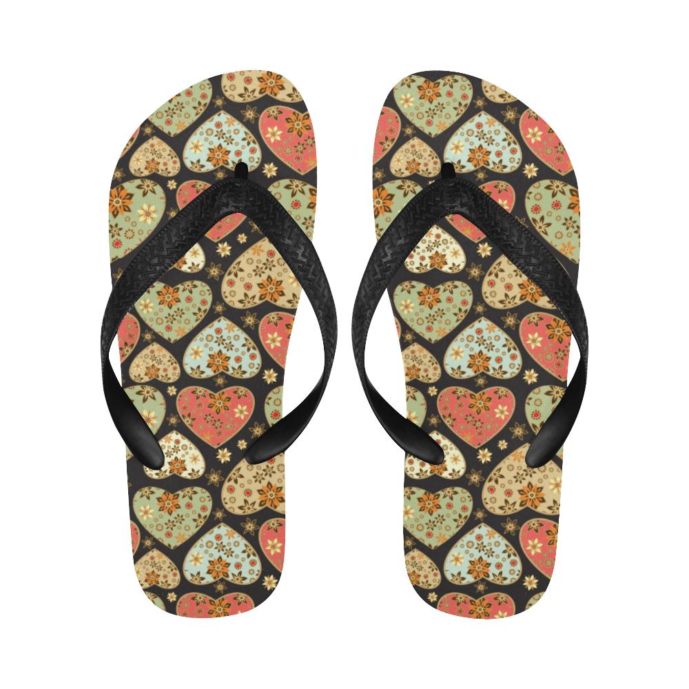 Heart Boho Pattern Print Design HE04 Flip Flops-JorJune